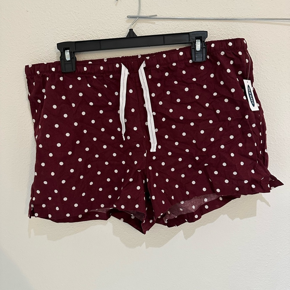 Old Navy Pajama Shorts Burgundy with White Polka-dots Size L